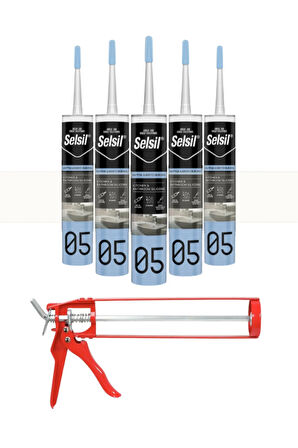 Selsil Duşakabin Silikonu Şeffaf 280 Ml (5 Adet),Demir Tabanca