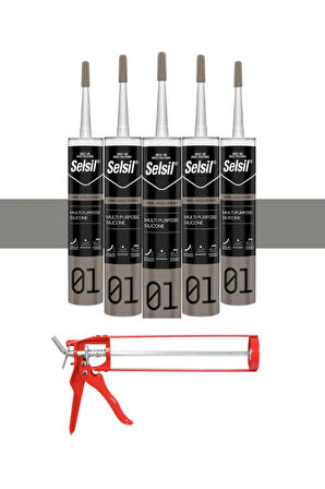 Selsil Ga Silikon 280 Gr. Alüminyum Gri (5 Adet),Demir Tabanca