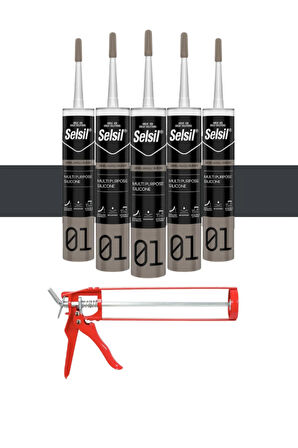 Selsil Ga Silikon 280 Gr. Antrasit Gri (5 Adet),Demir Tabanca
