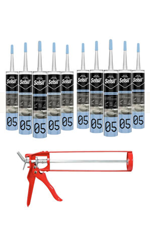 Selsil Duşakabin Silikonu Şeffaf 280 Ml (10 Adet),Demir Tabanca