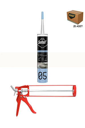 Selsil Duşakabin Silikonu Şeffaf 280 Ml (25 Adet),Demir Tabanca