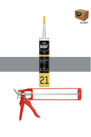 Selsil Pu Mastik 280 Ml Gri (25 Adet),Demir Tabanca