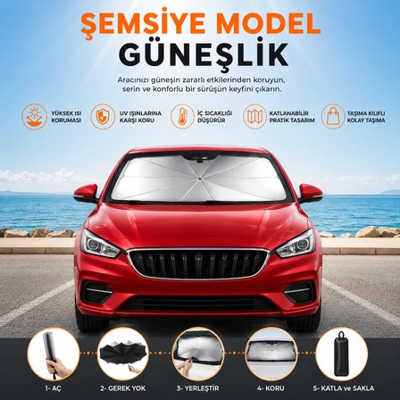 Katlanabilir Oto Güneşlik Araç Ön Cam Güneşliği Oto Araba Güneşlik Şemsiye Tip Ön Cam Güneş Önleyici 