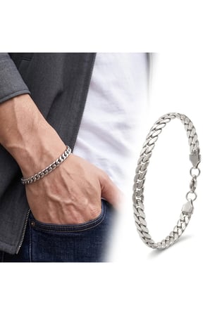 Balık Sırtı Mariner Çelik Zincir Bileklik 6mm 4227CZB2D14
