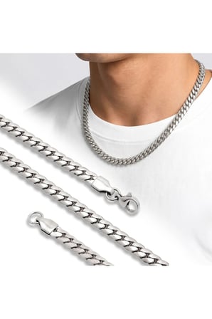 Ezme Balık Sırtı Erkek Çelik Kolye 7x2mm 55cm Gümüş 4227ECK036