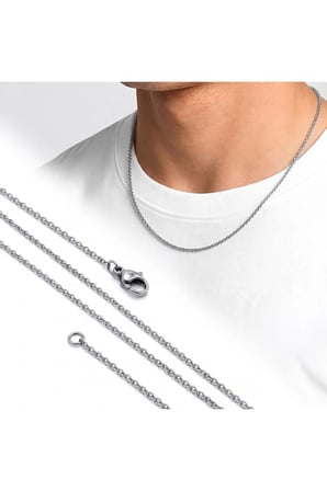 İnce Rulo Halka Tekli Erkek Çelik Kolye 1mm 55cm Beyaz 4227ECK050