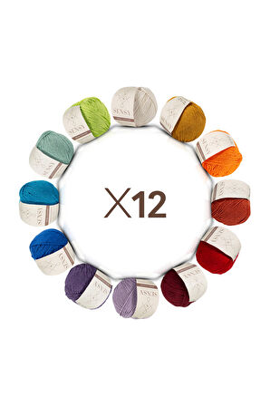SENSY Premium 12 Adet 50gr Baby Cotton Amigurumi Ve Punch İpi Set1