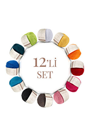 SENSY Premium 12 Adet 50 gr Baby Cotton Amigurumi Ve Punch (panç) İpi Set3