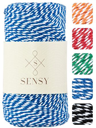 Sensy Premium 200 Metre 200 G Mavi Beyaz Paket İp Hediye Paketleme İpi Marteniçka İpi Twine Baker