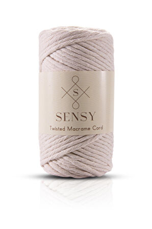 SENSY Premium Taranan Makrome Makrame Hobi İpi 3lü Set Ekru - Sütlü Kahve - Orta Gri