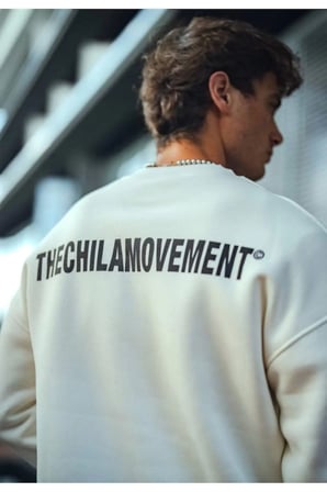 Erkek Kışlık Bisiklet Yaka Oversize Baskılı SweatShirt - Beyaz