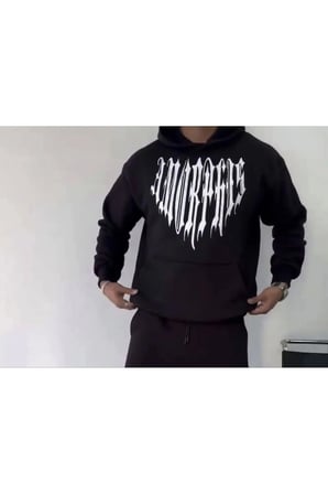 Erkek Uzun Kol Kapşonlu Baskılı SweatShirt - Siyah