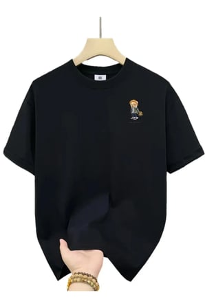 Erkek Baskılı Oversize Bisiklet Yaka T-shirt - Siyah