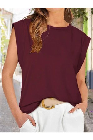 Yakamoz Moda Kadın Bluz Bisiklet Yaka Viskon Bordo L - XL