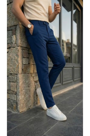 Erkek Slim Fit Dilli Kumaş Pantolon - Lacivert
