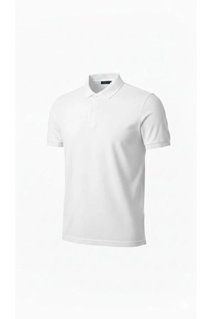 Yakamoz Moda Erkek Polo Yaka Tişört Beyaz Pike Kumaş Kısa Kol M Beden