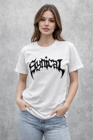 Kadın Bisiklet Yaka Ön Baskılı Kısa Kollu Tişört Streetwear Günlük Basic Pamuklu T-shirt -