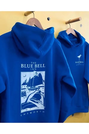 Erkek Kapüşonlu Double Oversize Üç İplik Pamuklu Deniz Yelken Baskılı Kanguru - Saks Mavis