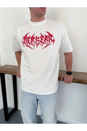 Erkek Baskılı T-Shirt Yazlık Kısa Kol Bisiklet Yaka Rahat Kalıp Tişört - Beyaz