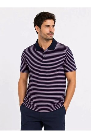 Erkek Pike Kumaş Gül Kurusu Çizgili Polo Yaka Tişört Kısa Kol T-Shirt - Siyah