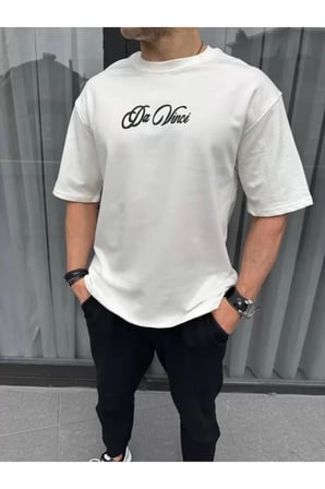 Unisex Baskılı Oversize T-Shirt - Beyaz
