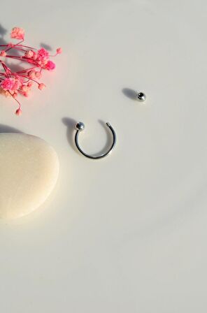 10 mm Gümüş Renk Çelik Top Uçlu Piercing Septum Helix Kıkırdak