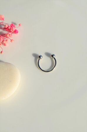 10 mm Gümüş Renk Çelik Top Uçlu Piercing Septum Helix Kıkırdak