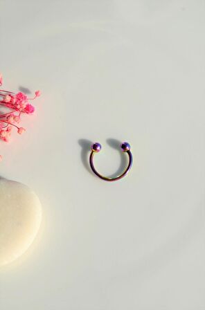 10 mm Hologram Çelik Top Uçlu Piercing Septum Helix Kıkırdak