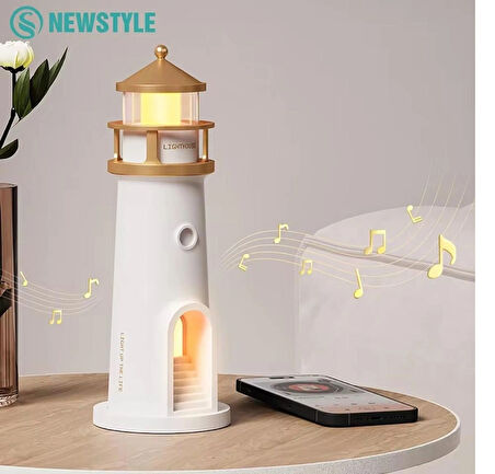 Deniz Feneri Görünümlü Bluetoothlu Hoparlör ve Gece Lambası Hediyelik Ürün