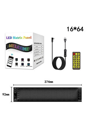 LED Matrix Panel Rg-B Ekran Kumandalı App Kontrollü Iş Yeri Otomobil Tır Kamyon Cam Uyumlu Kedi Gözlü