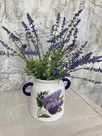 Kulplu Saksı, Vazo Sümbül  Desenli