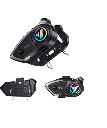 KURYECİLER İÇİN MOTOSİKLET KASK KULAKLIĞI Y80 Bluetooth Kulaklık Seti Rgb Intercom