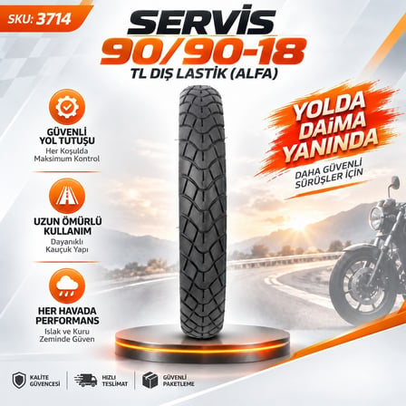 Servis 90/90-18 TL DIŞ LASTİK (ALFA) Motosiklet Lastiği 