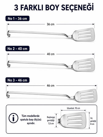 Beylini NO 2 Endüstriyel Servis Spatulası Delikli Paslanmaz Çelik Uzun Saplı Geniş Yüzeyli Asılabilir Izgara Tava Lokanta Okul Yemekhane Profesyonel