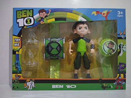 Ben10 Karikatür Dönüşüm cihazı Sesli 2 Adet Saat Ve Figür