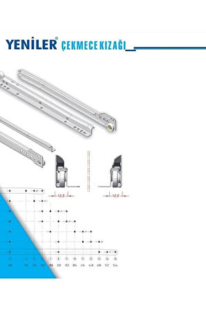 Standart Çekmece Kızağı Dolap Çekmece Rayı Beyaz 45cm 1 Takım (y-çk-45ps)