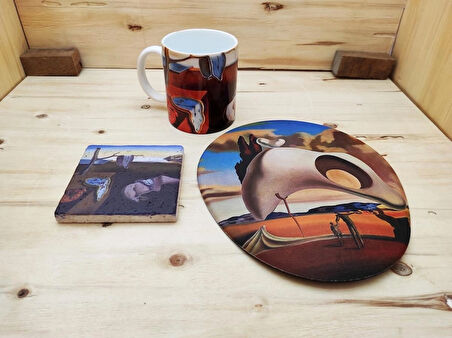 Salvador Dali Set 1 - Kupa Mousepad Traverten Bardak Altlığı