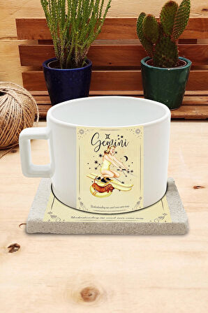 Burçlar/ikizler Burcu Set 4 - Fincan Kupa Taş Bardak Altlığı 1