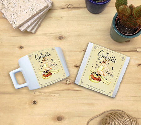 Burçlar/ikizler Burcu Set 4 - Fincan Kupa Taş Bardak Altlığı 1