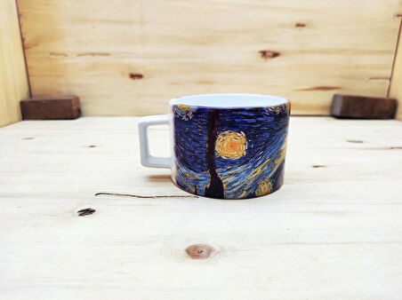 Vincent Van Gogh Set 5 - Çay/kahve Fincanı Traverten Bardak Altlığı Kalem Defter Kanvas Çanta 1