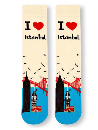 5'li Istanbul Tema Desenli Renkli Çorap Seti
