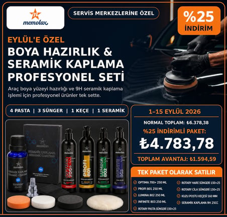 Memolax Boya Hazırlık & Seramik Kaplama Profesyonel Seti 9H