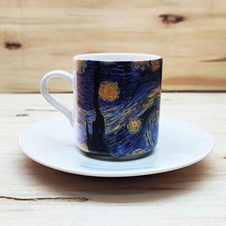 Dali Van Gogh Picasso Kandinsky Gustav Klimt Monet Tasarımlı 6'lı Türk Kahvesi Fincanı Seti