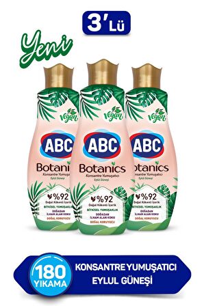 ABC Botanics Organik Eylül Güneşi Beyazlar ve Renkliler İçin Konsantre Yumuşatıcı 3 x 1440 ml 180 Yıkama