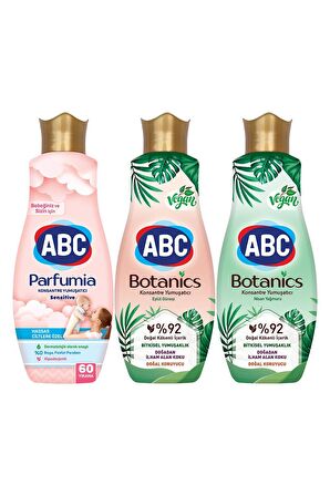 ABC Parfumia & Botanics Organik Anti-Alerjik Eylül Güneşi & Nisan Yağmuru Beyazlar ve Renkliler İçin Konsantre Yumuşatıcı 3 x 1440 ml 180 Yıkama