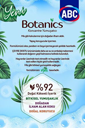 ABC Parfumia & Botanics Organik Anti-Alerjik Eylül Güneşi & Nisan Yağmuru Beyazlar ve Renkliler İçin Konsantre Yumuşatıcı 3 x 1440 ml 180 Yıkama