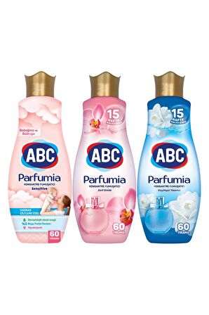 ABC Parfumia Organik Anti-Alerjik Büyüleyici Yasemin & Zarif Orkide Beyazlar ve Renkliler İçin Konsantre Yumuşatıcı 3 x 1440 ml 180 Yıkama