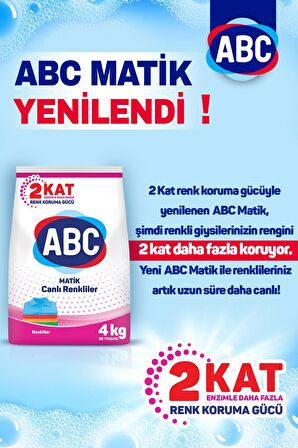 ABC Matik Parfümlü Renkliler İçin Toz Çamaşır Deterjanı 3 x 4 kg 78 Yıkama