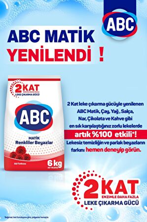 ABC Matik Gül Parfümlü Beyazlar ve Renkliler İçin Toz Çamaşır Deterjanı 6 kg 40 Yıkama + Yumuşatıcı