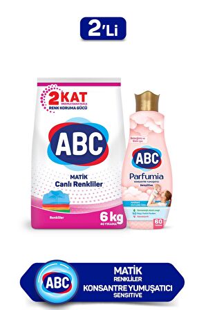 ABC Matik Dağ Esintisi Parfümlü Renkliler İçin Toz Çamaşır Deterjanı 6 kg 40 Yıkama + Yumuşatıcı